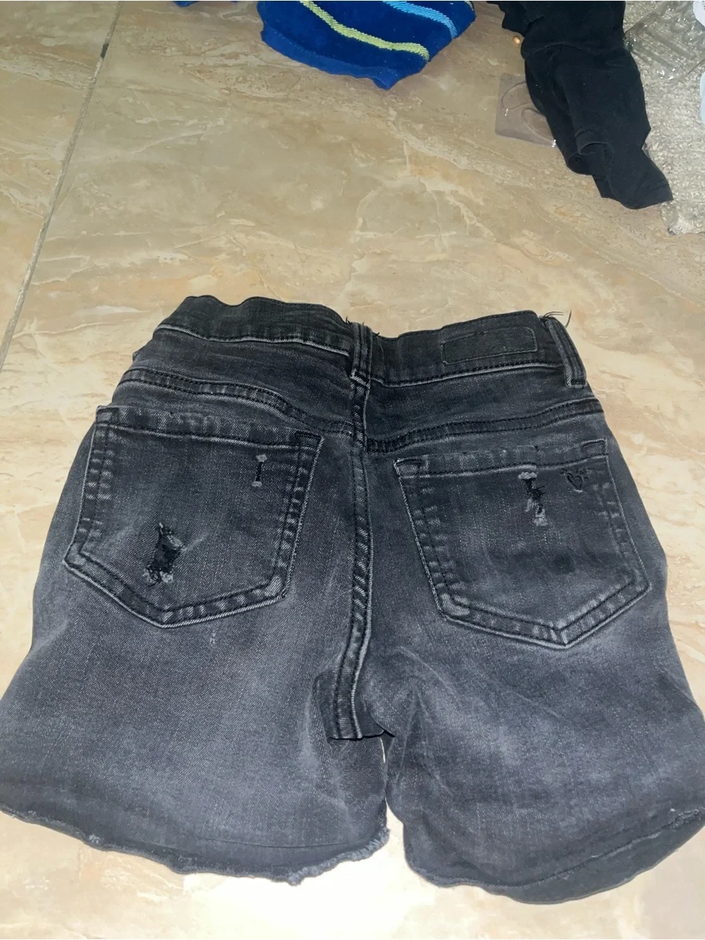Justice Black Distressed Button-Front Denim Shorts